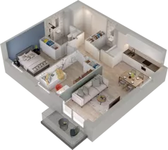 3 pokoje, mieszkanie 59,67 m², piętro 3, oferta nr B1.43, Osiedle Chabrowe, Starogard Gdański, ul. Gen. Stanisław Sosabowskiego