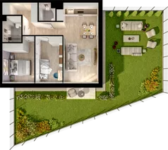 3 pokoje, mieszkanie 59,67 m², piętro 3, oferta nr B1.43, Osiedle Chabrowe, Starogard Gdański, ul. Gen. Stanisław Sosabowskiego