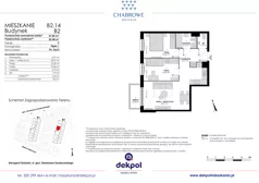 3 pokoje, mieszkanie 55,98 m², piętro 1, oferta nr B2.14, Osiedle Chabrowe, Starogard Gdański, ul. Gen. Stanisław Sosabowskiego