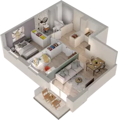 3 pokoje, mieszkanie 55,98 m², piętro 1, oferta nr B2.14, Osiedle Chabrowe, Starogard Gdański, ul. Gen. Stanisław Sosabowskiego