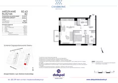 3 pokoje, mieszkanie 55,96 m², piętro 4, oferta nr B2.63, Osiedle Chabrowe, Starogard Gdański, ul. Gen. Stanisław Sosabowskiego