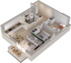 3 pokoje, mieszkanie 55,96 m², piętro 4, oferta nr B2.63, Osiedle Chabrowe, Starogard Gdański, ul. Gen. Stanisław Sosabowskiego