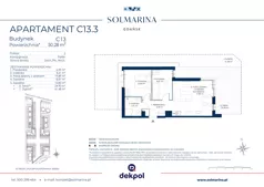 3 pokoje, lokal inwestycyjny 50,08 m², parter, oferta nr C13.3 - (U), Solmarina, Wiślinka, ul. Łąkowa