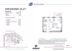3 pokoje, mieszkanie 54,74 m², piętro 2, oferta nr 16.27, Osiedle Pastelowe - VI etap, Gdańsk, Ujeścisko-Łostowice, Łostowice, ul. Pastelowa