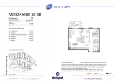 3 pokoje, mieszkanie 52,66 m², piętro 3, oferta nr 16.38, Osiedle Pastelowe - VI etap, Gdańsk, Ujeścisko-Łostowice, Łostowice, ul. Pastelowa