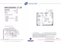 3 pokoje, mieszkanie 54,74 m², piętro 3, oferta nr 17.39, Osiedle Pastelowe - VI etap, Gdańsk, Ujeścisko-Łostowice, Łostowice, ul. Pastelowa
