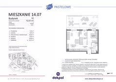 3 pokoje, mieszkanie 52,07 m², parter, oferta nr 14.07, Osiedle Pastelowe - V etap, Gdańsk, Ujeścisko-Łostowice, Łostowice, ul. Pastelowa