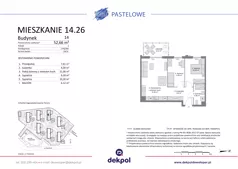 3 pokoje, mieszkanie 52,66 m², piętro 2, oferta nr 14.26, Osiedle Pastelowe - V etap, Gdańsk, Ujeścisko-Łostowice, Łostowice, ul. Pastelowa