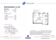 3 pokoje, mieszkanie 52,66 m², piętro 4, oferta nr 15.50, Osiedle Pastelowe - V etap, Gdańsk, Ujeścisko-Łostowice, Łostowice, ul. Pastelowa