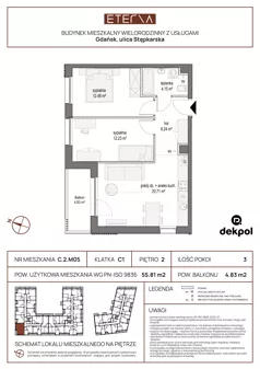 3 pokoje, mieszkanie 55,81 m², piętro 2, oferta nr C.2.M05, ETERNA, Gdańsk, Śródmieście, ul. Stępkarska