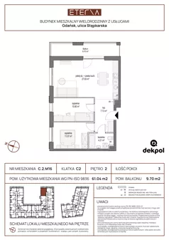 3 pokoje, apartament 61,04 m², piętro 2, oferta nr C.2.M16, ETERNA, Gdańsk, Śródmieście, ul. Stępkarska