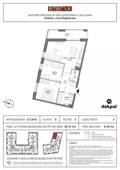 3 pokoje, mieszkanie 56,97 m², piętro 3, oferta nr D.3.M10, ETERNA, Gdańsk, Śródmieście, ul. Stępkarska
