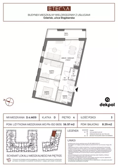 3 pokoje, apartament 56,97 m², piętro 4, oferta nr D.4.M09, ETERNA, Gdańsk, Śródmieście, ul. Stępkarska
