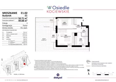 3 pokoje, mieszkanie 49,08 m², parter, oferta nr E1.02, Osiedle Kociewskie III, Rokitki, ul. Tczewska