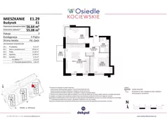 3 pokoje, mieszkanie 55,08 m², piętro 2, oferta nr E1.29, Osiedle Kociewskie III, Rokitki, ul. Tczewska