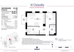 3 pokoje, mieszkanie 54,69 m², piętro 2, oferta nr E2.28, Osiedle Kociewskie V, Rokitki, ul. Tczewska