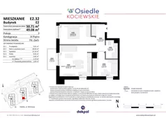 3 pokoje, mieszkanie 49,08 m², piętro 3, oferta nr E2.32, Osiedle Kociewskie V, Rokitki, ul. Tczewska