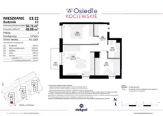 3 pokoje, mieszkanie 49,08 m², piętro 2, oferta nr E3.22, Osiedle Kociewskie III, Rokitki, ul. Tczewska