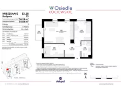 3 pokoje, mieszkanie 54,69 m², piętro 2, oferta nr E3.28, Osiedle Kociewskie III, Rokitki, ul. Tczewska