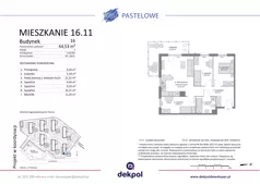 4 pokoje, mieszkanie 64,53 m², piętro 1, oferta nr 16.11, Osiedle Pastelowe - VI etap, Gdańsk, Ujeścisko-Łostowice, Łostowice, ul. Pastelowa