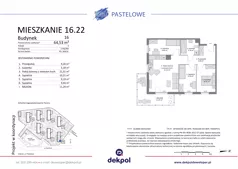 4 pokoje, mieszkanie 64,53 m², piętro 2, oferta nr 16.22, Osiedle Pastelowe, Gdańsk, Orunia Górna-Gdańsk Południe, Gdańsk-Południe, ul. Pastelowa