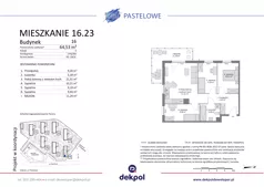 4 pokoje, mieszkanie 64,53 m², piętro 2, oferta nr 16.23, Osiedle Pastelowe - VI etap, Gdańsk, Ujeścisko-Łostowice, Łostowice, ul. Pastelowa