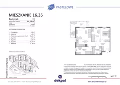 4 pokoje, mieszkanie 64,53 m², piętro 3, oferta nr 16.35, Osiedle Pastelowe - VI etap, Gdańsk, Ujeścisko-Łostowice, Łostowice, ul. Pastelowa