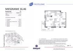 4 pokoje, mieszkanie 63,42 m², piętro 4, oferta nr 16.46, Osiedle Pastelowe, Gdańsk, Orunia Górna-Gdańsk Południe, Gdańsk-Południe, ul. Pastelowa