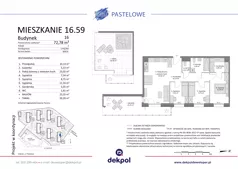 4 pokoje, mieszkanie 72,78 m², piętro 5, oferta nr 16.59, Osiedle Pastelowe, Gdańsk, Orunia Górna-Gdańsk Południe, Gdańsk-Południe, ul. Pastelowa