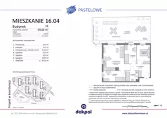 4 pokoje, mieszkanie 63,42 m², piętro 4, oferta nr 16.46, Osiedle Pastelowe, Gdańsk, Orunia Górna-Gdańsk Południe, Gdańsk-Południe, ul. Pastelowa