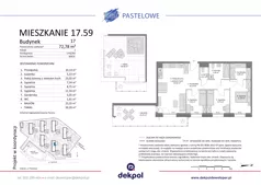 4 pokoje, mieszkanie 72,78 m², piętro 5, oferta nr 17.59, Osiedle Pastelowe, Gdańsk, Orunia Górna-Gdańsk Południe, Gdańsk-Południe, ul. Pastelowa