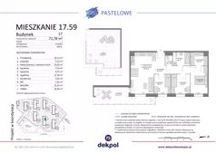 4 pokoje, mieszkanie 72,78 m², piętro 5, oferta nr 17.59, Osiedle Pastelowe - VI etap, Gdańsk, Ujeścisko-Łostowice, Łostowice, ul. Pastelowa