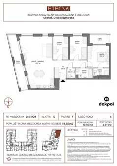 4 pokoje, apartament 93,35 m², piętro 4, oferta nr D.4.M08, ETERNA, Gdańsk, Śródmieście, ul. Stępkarska