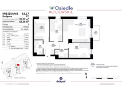 4 pokoje, mieszkanie 68,29 m², piętro 1, oferta nr E2.17, Osiedle Kociewskie III, Rokitki, ul. Tczewska