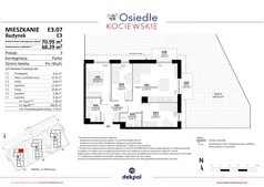 4 pokoje, mieszkanie 68,29 m², piętro 1, oferta nr E2.17, Osiedle Kociewskie III, Rokitki, ul. Tczewska