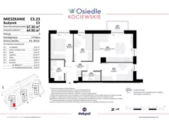 4 pokoje, mieszkanie 64,90 m², piętro 2, oferta nr E3.23, Osiedle Kociewskie III, Rokitki, ul. Tczewska
