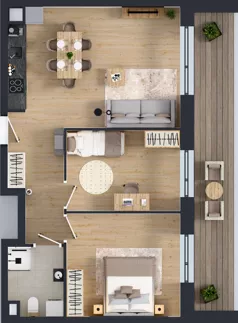 3 pokoje, mieszkanie 59,11 m², piętro 1, oferta nr C.1.M12, ETERNA, Gdańsk, Śródmieście, ul. Stępkarska