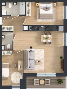 3 pokoje, mieszkanie 64,03 m², piętro 4, oferta nr C.4.M12, ETERNA, Gdańsk, Śródmieście, ul. Stępkarska