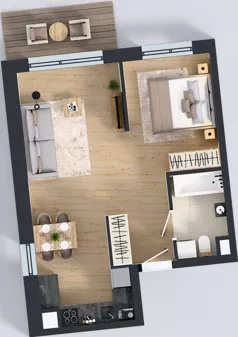 1 pokój, mieszkanie 42,19 m², piętro 1, oferta nr D.1.M02, ETERNA, Gdańsk, Śródmieście, ul. Stępkarska