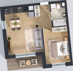 2 pokoje, mieszkanie 40,22 m², piętro 1, oferta nr D.1.M03, ETERNA, Gdańsk, Śródmieście, ul. Stępkarska