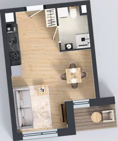 1 pokój, mieszkanie 28,05 m², piętro 1, oferta nr D.1.M05, ETERNA, Gdańsk, Śródmieście, ul. Stępkarska