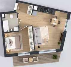 2 pokoje, mieszkanie 43,60 m², piętro 1, oferta nr D.1.M06, ETERNA, Gdańsk, Śródmieście, ul. Stępkarska