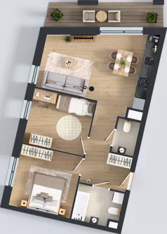 3 pokoje, mieszkanie 56,97 m², piętro 3, oferta nr D.3.M10, ETERNA, Gdańsk, Śródmieście, ul. Stępkarska