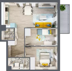 3 pokoje, mieszkanie 59,05 m², piętro 2, oferta nr 21.43, Osiedle Pastelowe, Gdańsk, Orunia Górna-Gdańsk Południe, Gdańsk-Południe, ul. Pastelowa