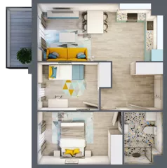 3 pokoje, mieszkanie 51,89 m², piętro 2, oferta nr 22.32, Osiedle Pastelowe, Gdańsk, Orunia Górna-Gdańsk Południe, Gdańsk-Południe, ul. Pastelowa
