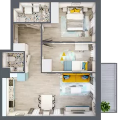 3 pokoje, mieszkanie 58,01 m², piętro 3, oferta nr 22.44, Osiedle Pastelowe, Gdańsk, Orunia Górna-Gdańsk Południe, Gdańsk-Południe, ul. Pastelowa