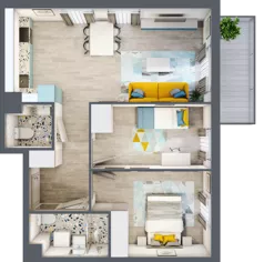 3 pokoje, mieszkanie 59,05 m², piętro 2, oferta nr 22.38, Osiedle Pastelowe, Gdańsk, Orunia Górna-Gdańsk Południe, Gdańsk-Południe, ul. Pastelowa