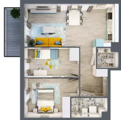 3 pokoje, mieszkanie 59,05 m², piętro 1, oferta nr 22.23, Osiedle Pastelowe, Gdańsk, Orunia Górna-Gdańsk Południe, Gdańsk-Południe, ul. Pastelowa