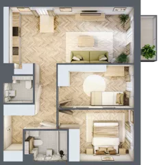3 pokoje, mieszkanie 59,67 m², piętro 2, oferta nr B1.30, Osiedle Chabrowe, Starogard Gdański, ul. Gen. Stanisław Sosabowskiego