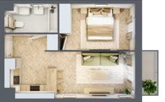 2 pokoje, mieszkanie 36,96 m², piętro 3, oferta nr B1.46, Osiedle Chabrowe, Starogard Gdański, ul. Gen. Stanisław Sosabowskiego